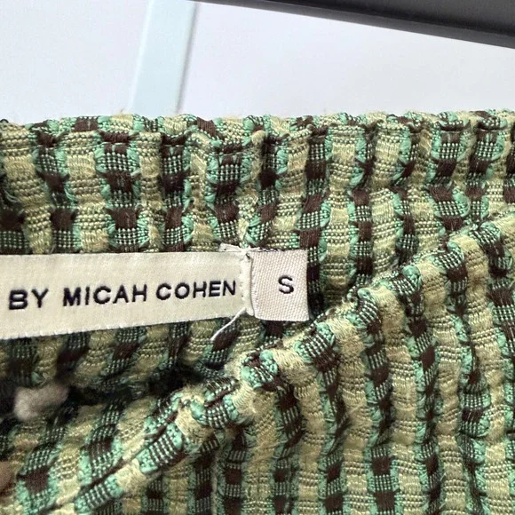 Shades of Grey by Micah Cohen sz S Womens Small Green Gingham Textured Shorts - Picture 5 of 7